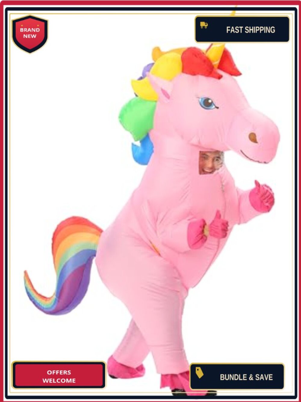 Adult Inflatable Unicorn Costume One Size Fits Most Rainbow Cosplay